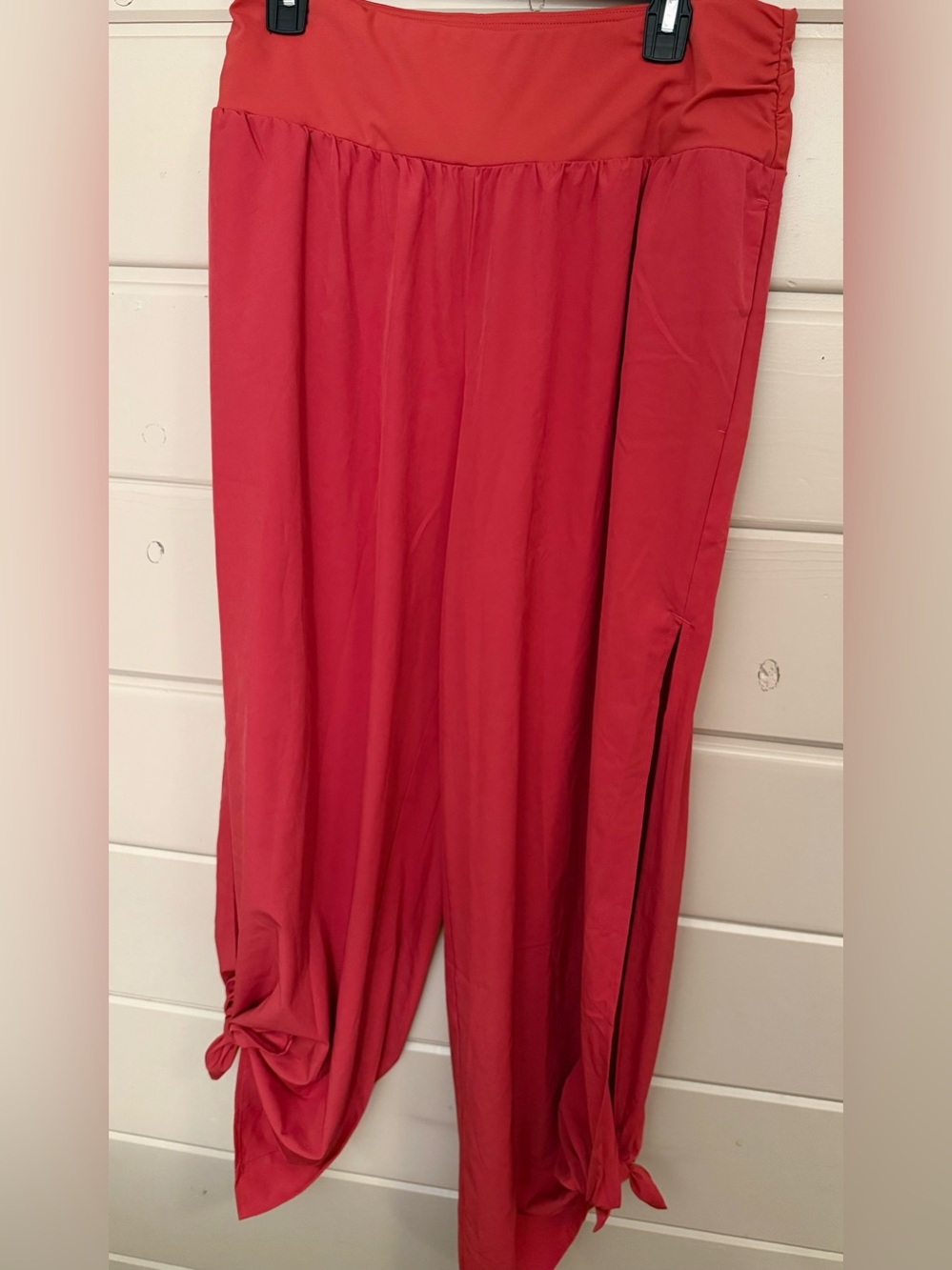 HALARA coral red Wide-Leg Tie-Hem pants